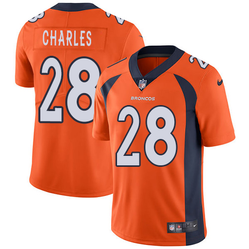 Nike Broncos #28 Jamaal Charles Orange Team Color Youth Stitched NFL Vapor Untouchable Limited Jersey - Click Image to Close